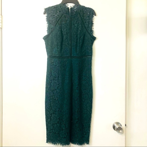 SOLD Bardot Deep Emerald Green "PARIS" Lace Overlay Dress- Size 6/S - Picture 3 of 16